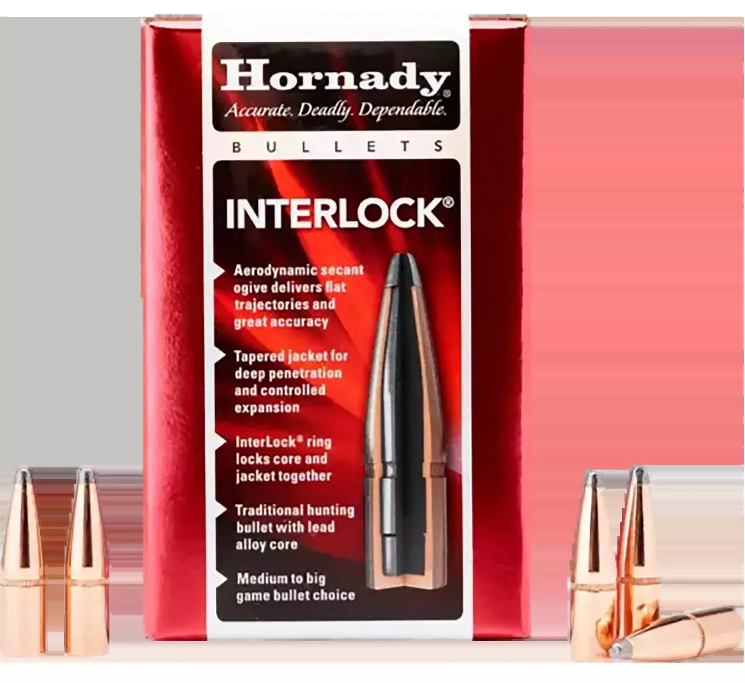 Hornady InterLock 270 Cal .277 140gr Boat Tail Spire Point Reloading Bullets - 100/Box