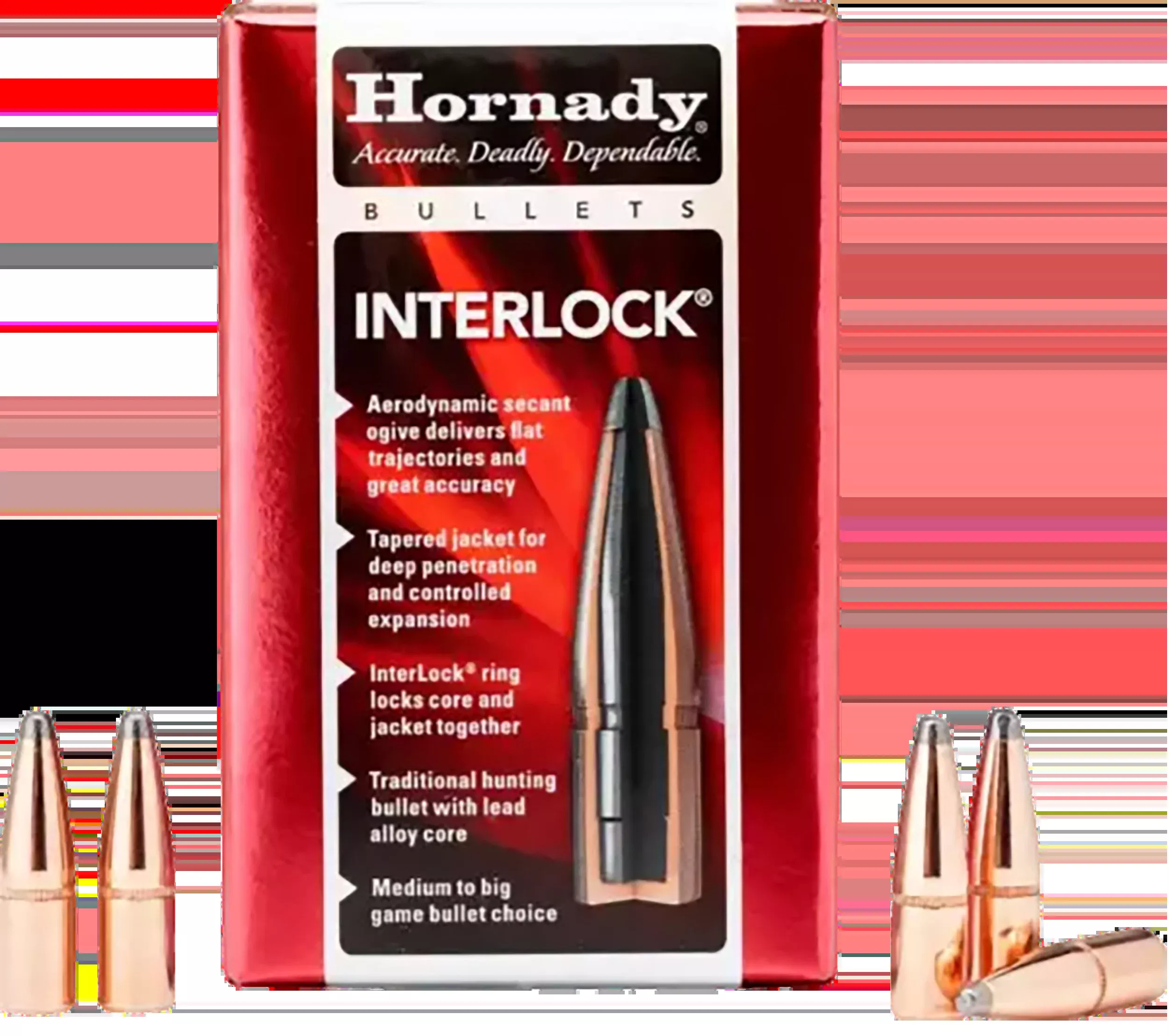 Hornady InterLock 30 Cal .308 150 gr BTSP Bullets - 100 Per Box