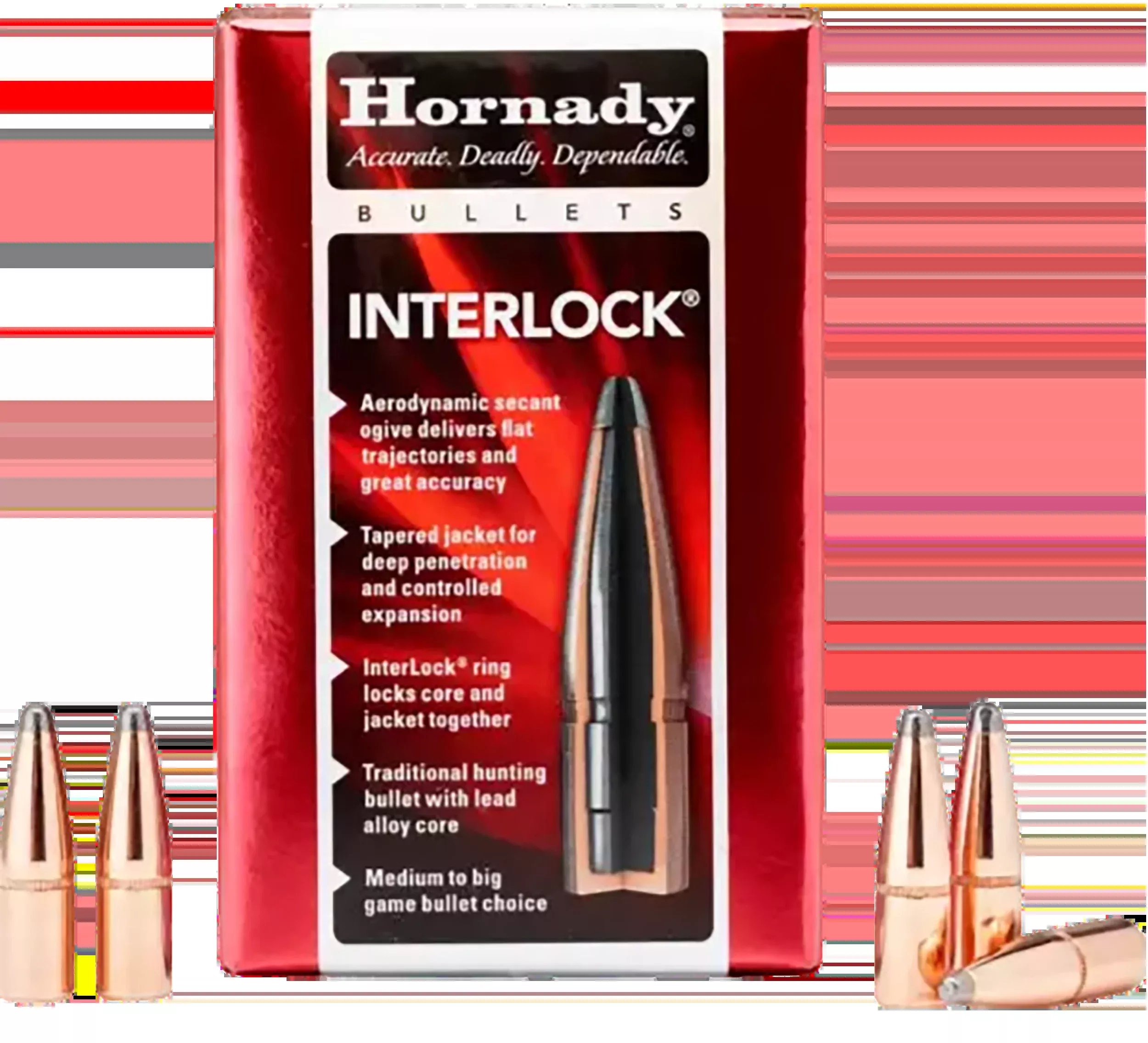 Hornady InterLock 30 Cal .308 165 gr Soft Point Reloading Bullets - 100/Box