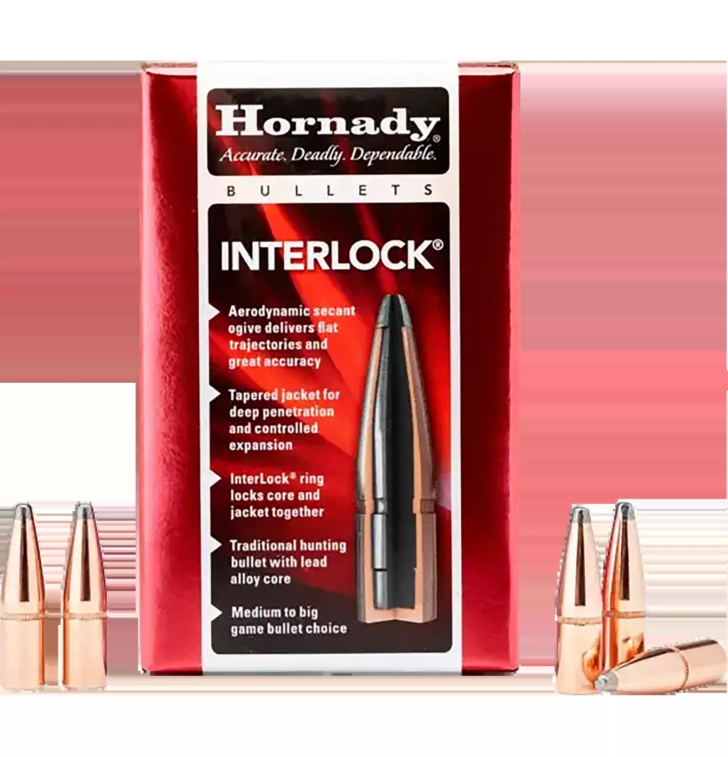 Hornady InterLock 35 Cal .358 200 gr Round Nose Reloading Bullets - 100/Box