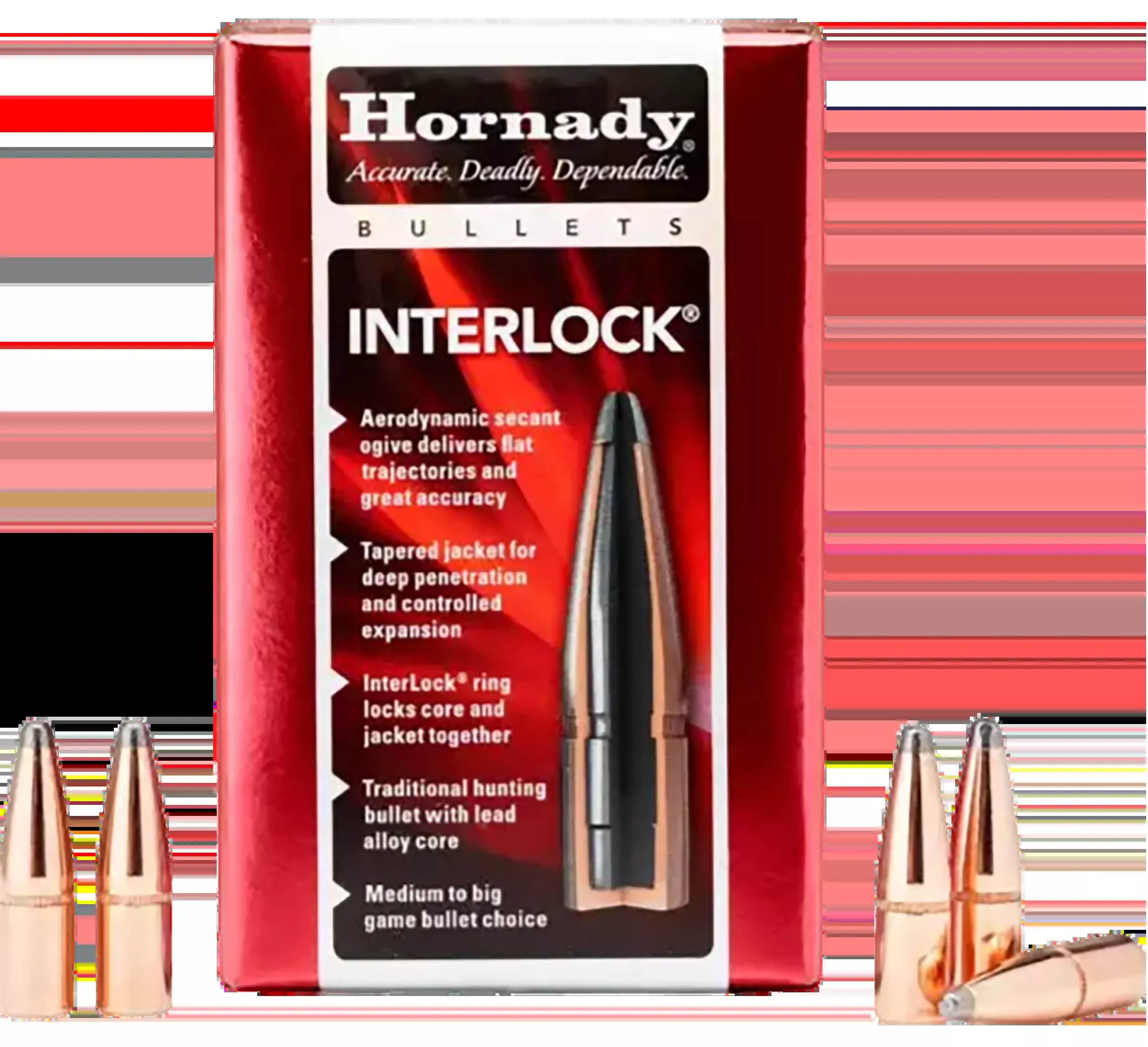 Hornady InterLock 35 Cal .358 200 gr Spire Point Reloading Bullets - 100/Box