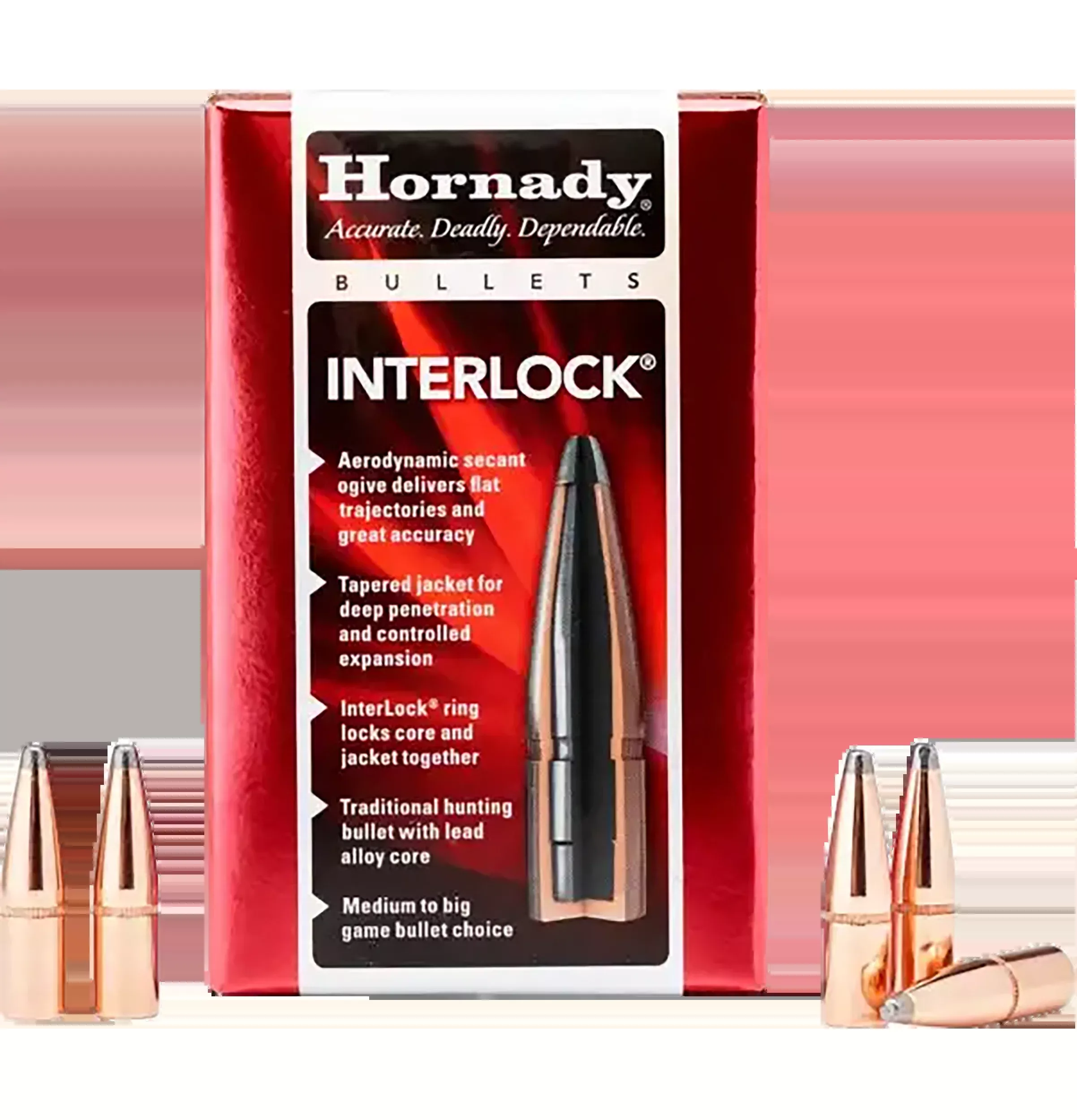 Hornady InterLock 45 Cal .458 350 gr Flat Point - 50 Per Box