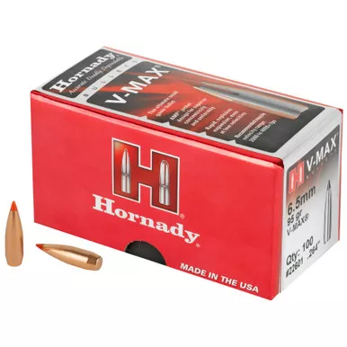 Hornady V-Max .264 Diameter / 6.5MM 95 Grain Ballistic Tip Reloading Bullets - 100 Count