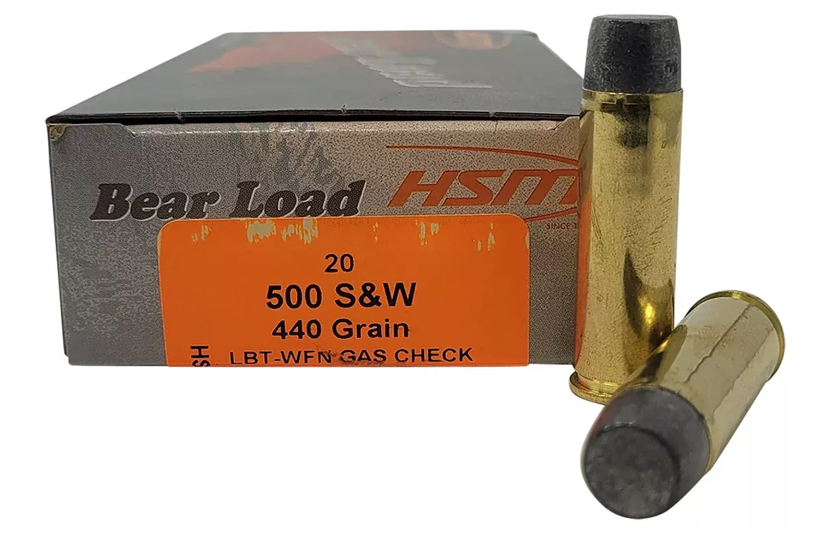 HSM 500SW6N Bear Load500 S&W Mag 440 gr Wide Flat Nose 20 Per Box/ 25 Case
