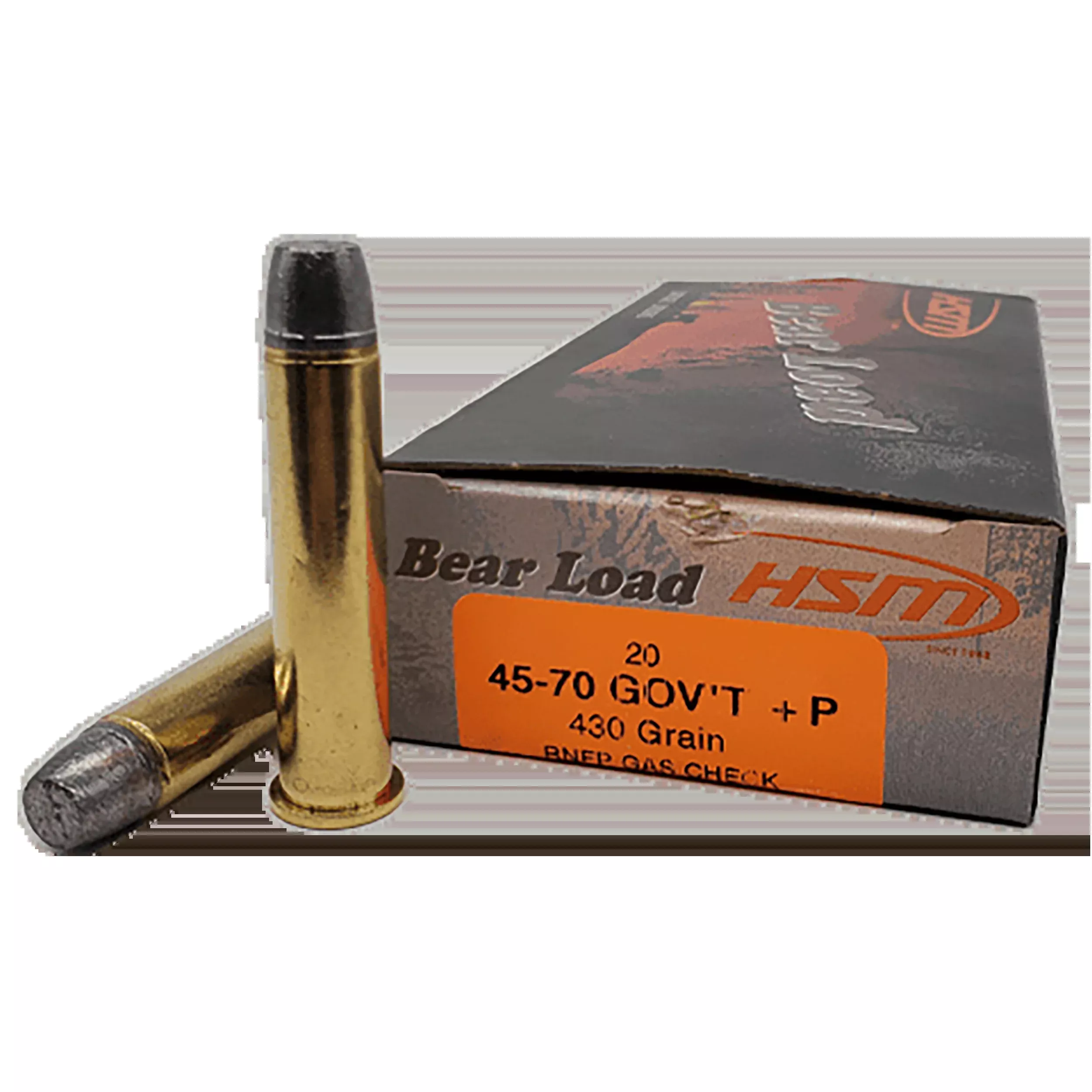 HSM Bear Load 45-70 Gov 430gr Round Nose Flat Point 20 Rd - Box or Case