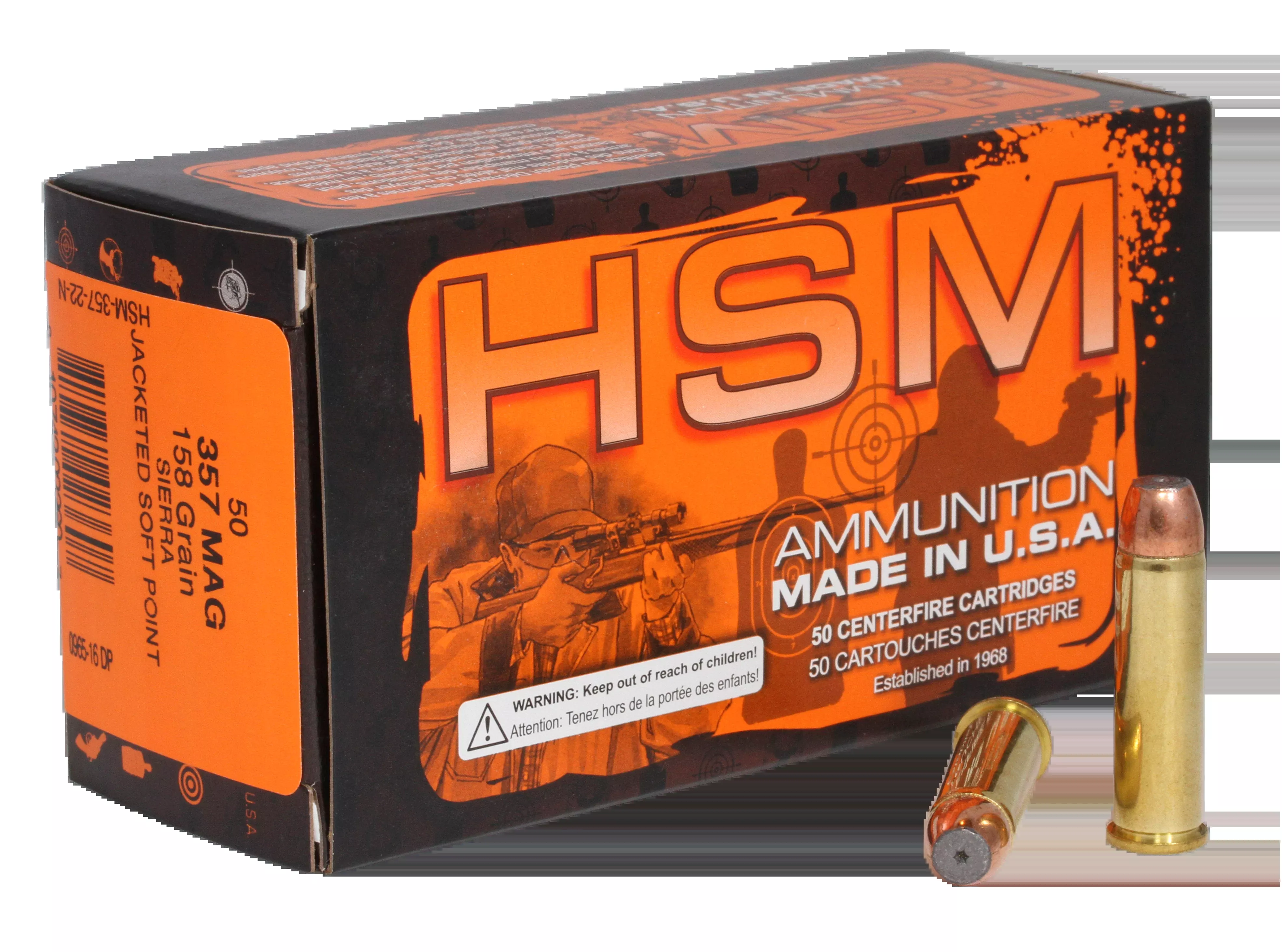 HSM Pro Pistol 357 Mag 158gr Jacketed Soft Point 50 Rd - Box or Case
