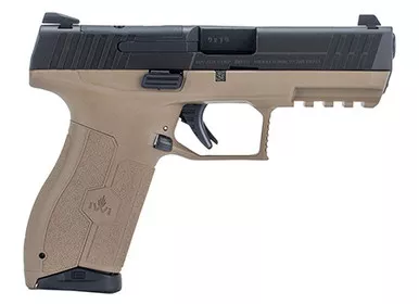 IWI US M9ORP17FD MASADA Optic Ready 9mm Luger Caliber with 4.10" Barrel, 17+1 Capacity, Flat Dark Earth Finish Picatinny Rail Frame, Serrated/Optic Cut Black Steel Slide & Interchangeable Backstrap Grip