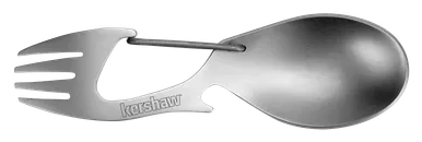 Kershaw Ration Multi Tool Spork - Stainless Steel Spoon, Fork, Carabiner and Bottle Opener