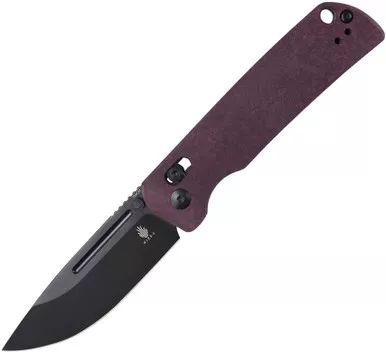 Kizer Cutlery Escort Folding Knife - 3.31" 154CM Black Drop Point Blade, Burgundy Richlite Handles, Clutch Lock - KIV4481C1