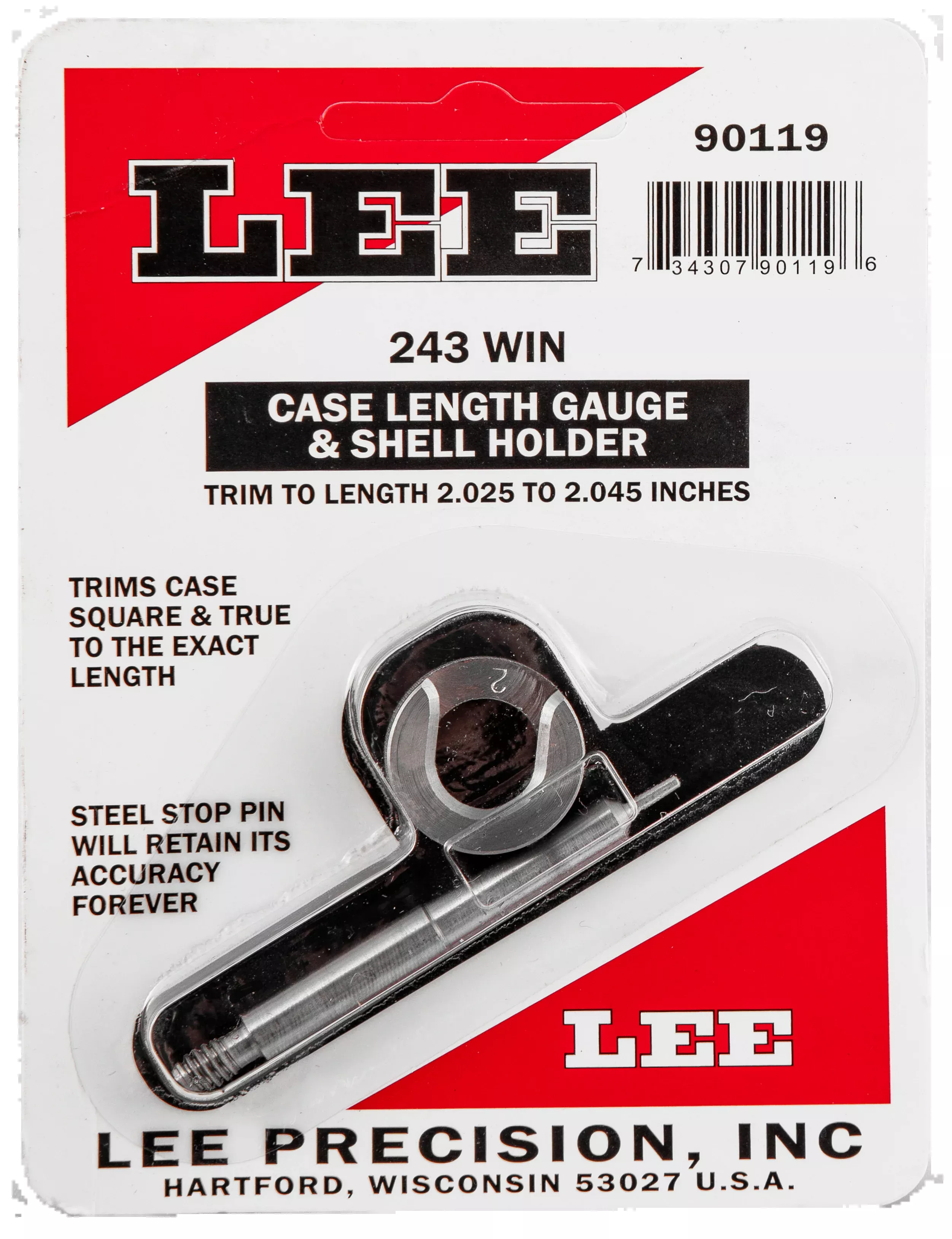Lee 90119 Case Length Gauge 243 Winchester w/Shell Holder