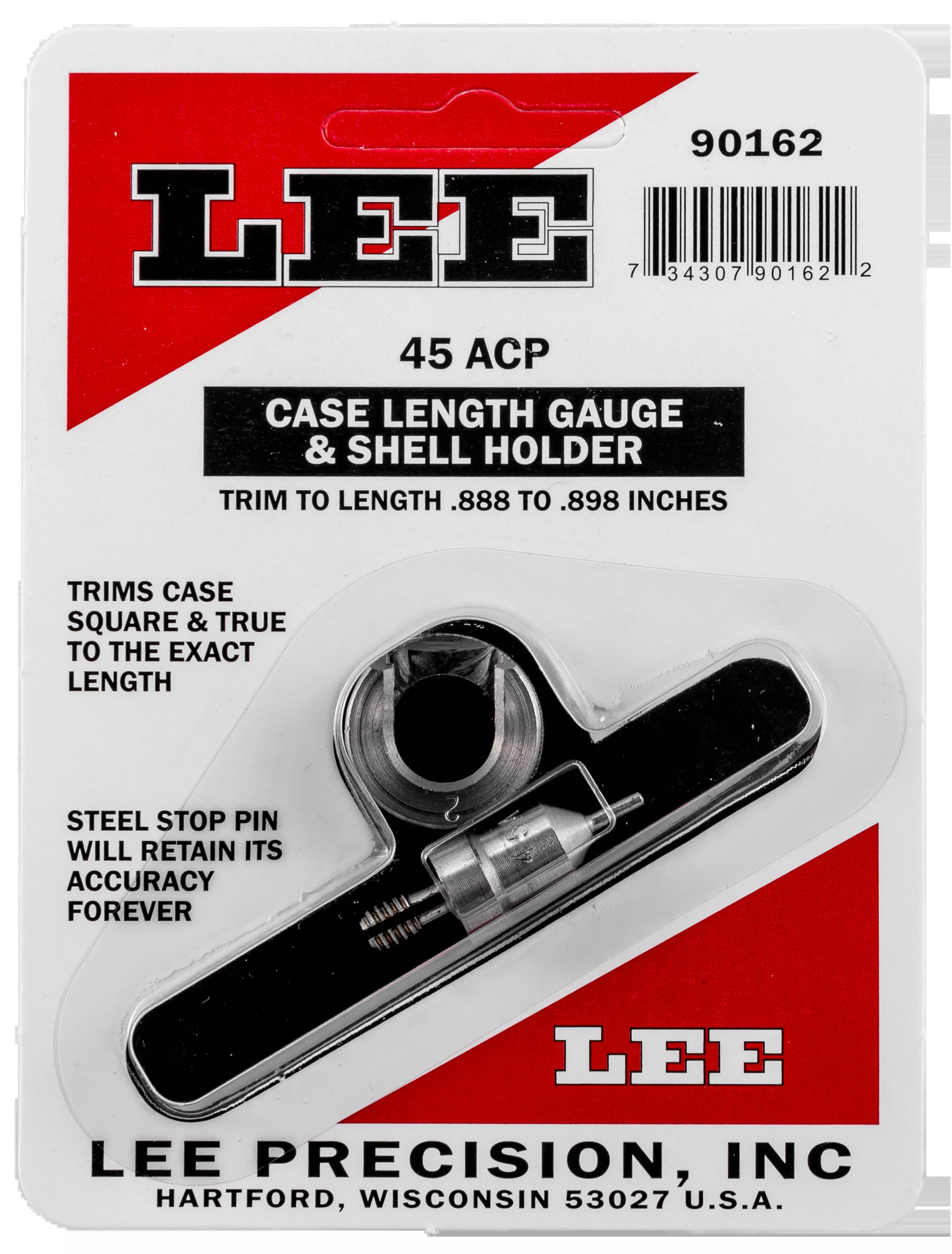 Lee 90162 Case Length Gauge 45 ACP Steel w/ Shell Holder