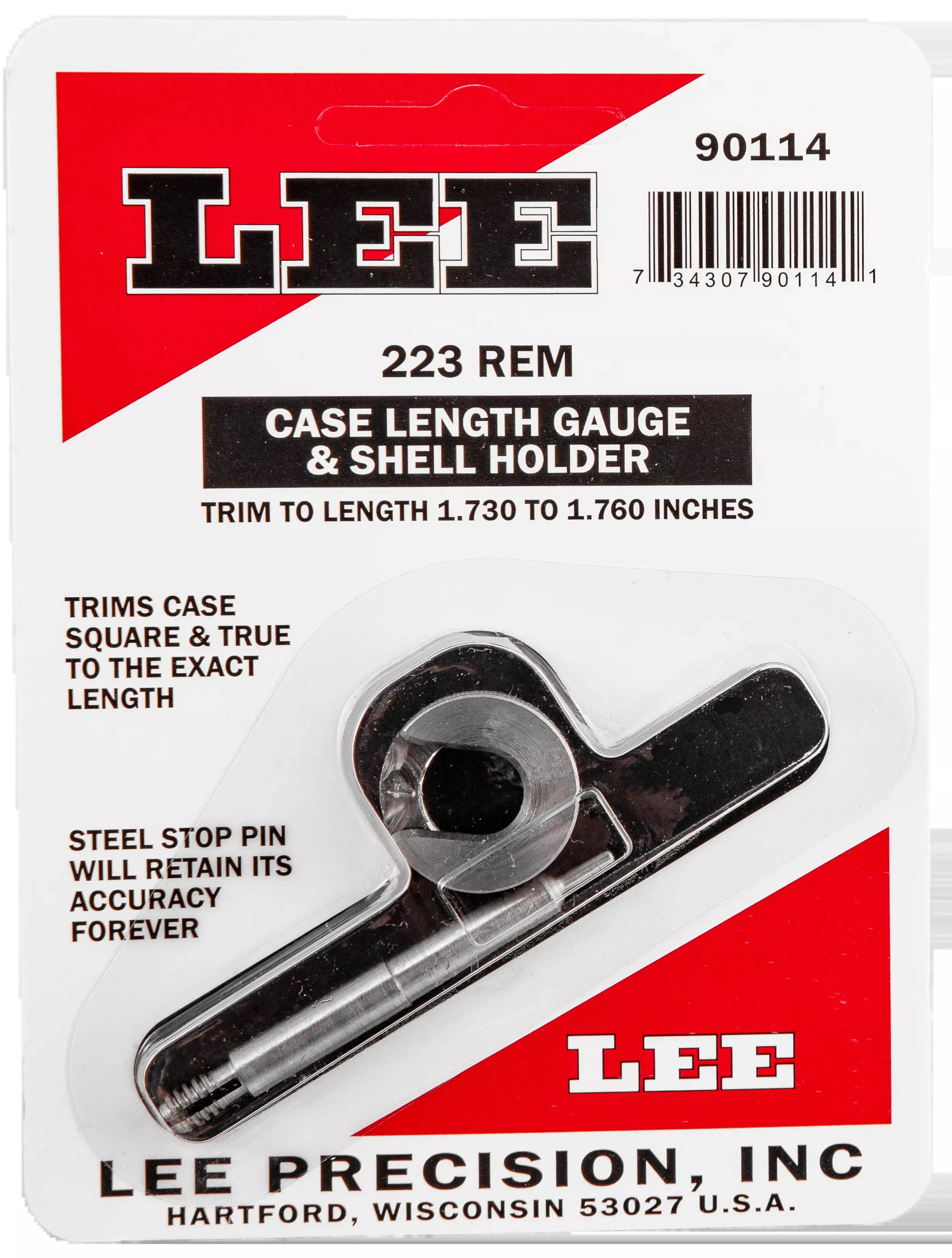 Lee Precision 90114 Case Length Gauge .223 Rem Steel w/Shell Holder