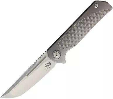 Liong Mah Designs Warrior 2 Flipper Knife - 3.7" M390 Compound Ground Blade, Knurled Titanium Handles