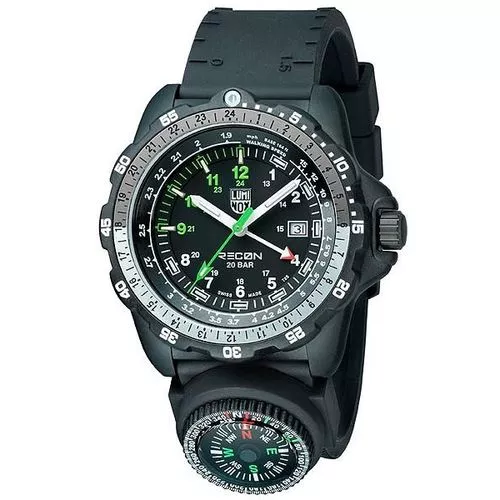 Luminox Mens Recon Navy SPC - Black, Green & White Dial - PU Strap With Compass 2