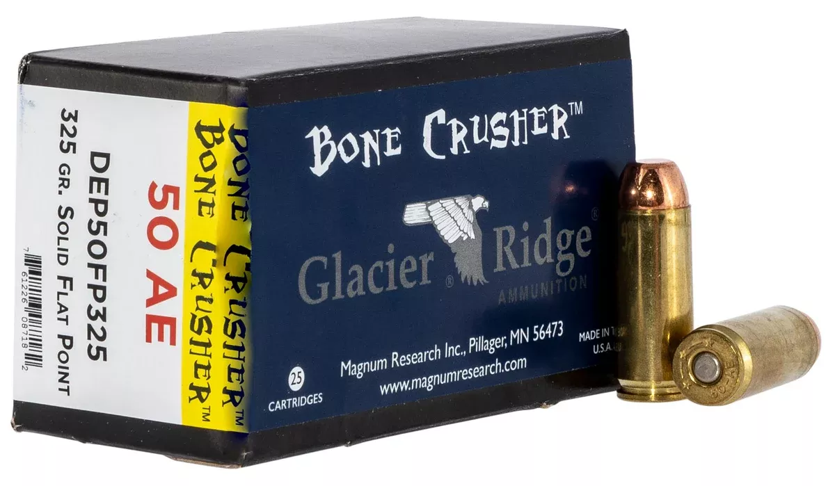 Magnum Research DEP50FP325 BoneCrusher50AE 325gr Flat Point 25 Per Box/20 Case