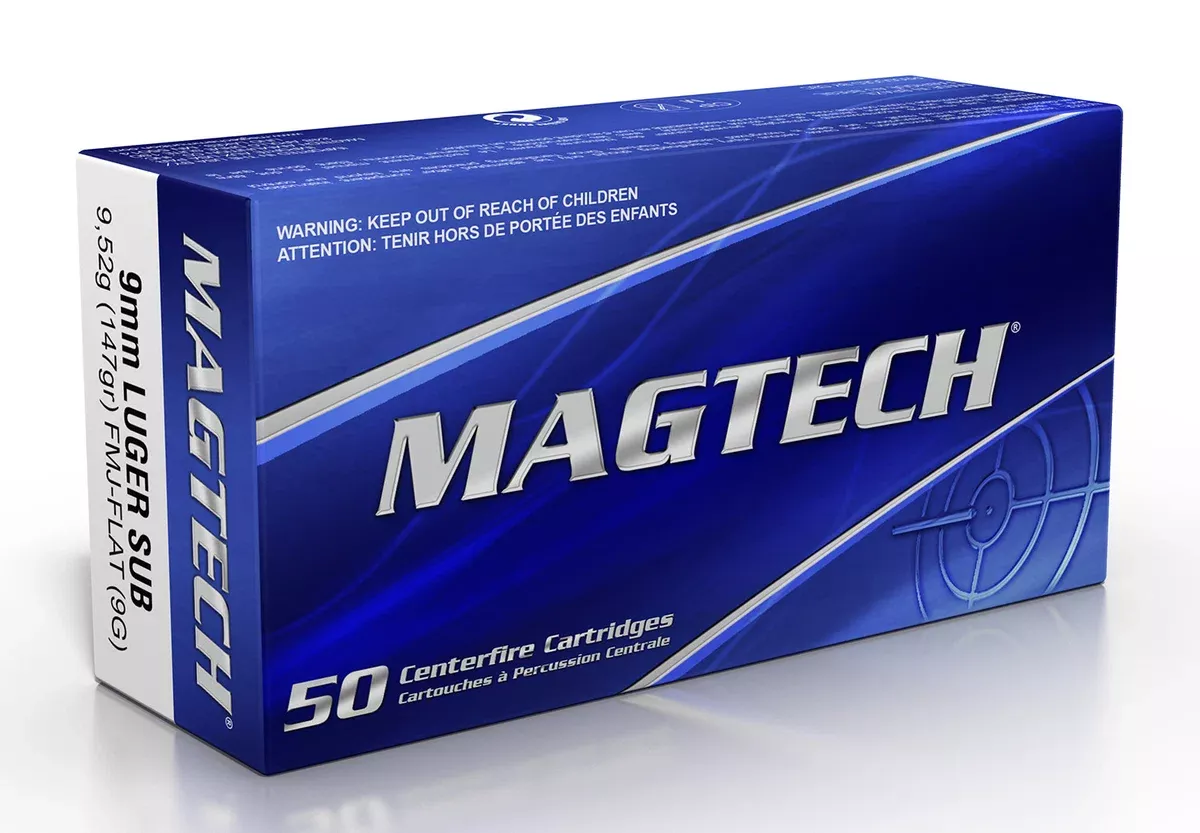 Magtech 9G Range/Training9mmLuger 147gr Full Metal Jacket Flat Subsonic 50 Per Box/20 Case