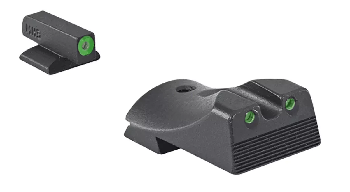 Meprolight USA 412183111 Hyper-BrightGreen Tritium Green Outline Front Sight-Green Tritium Black Outline Rear Sight Kimber 1911 Slant