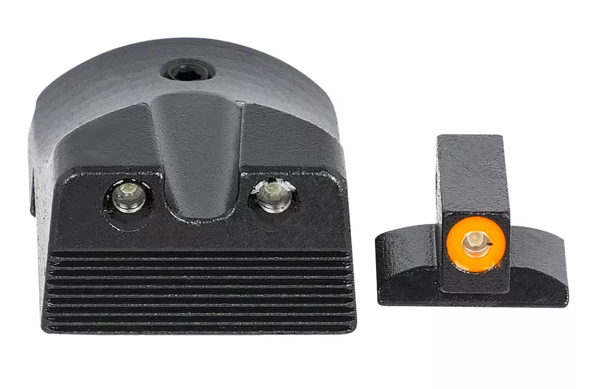 Meprolight USA 412183131 Hyper-BrightGreen Tritium Orange Outline Front Sight-Green Tritium Black Outline Rear Sight Kimber 1911 Slant