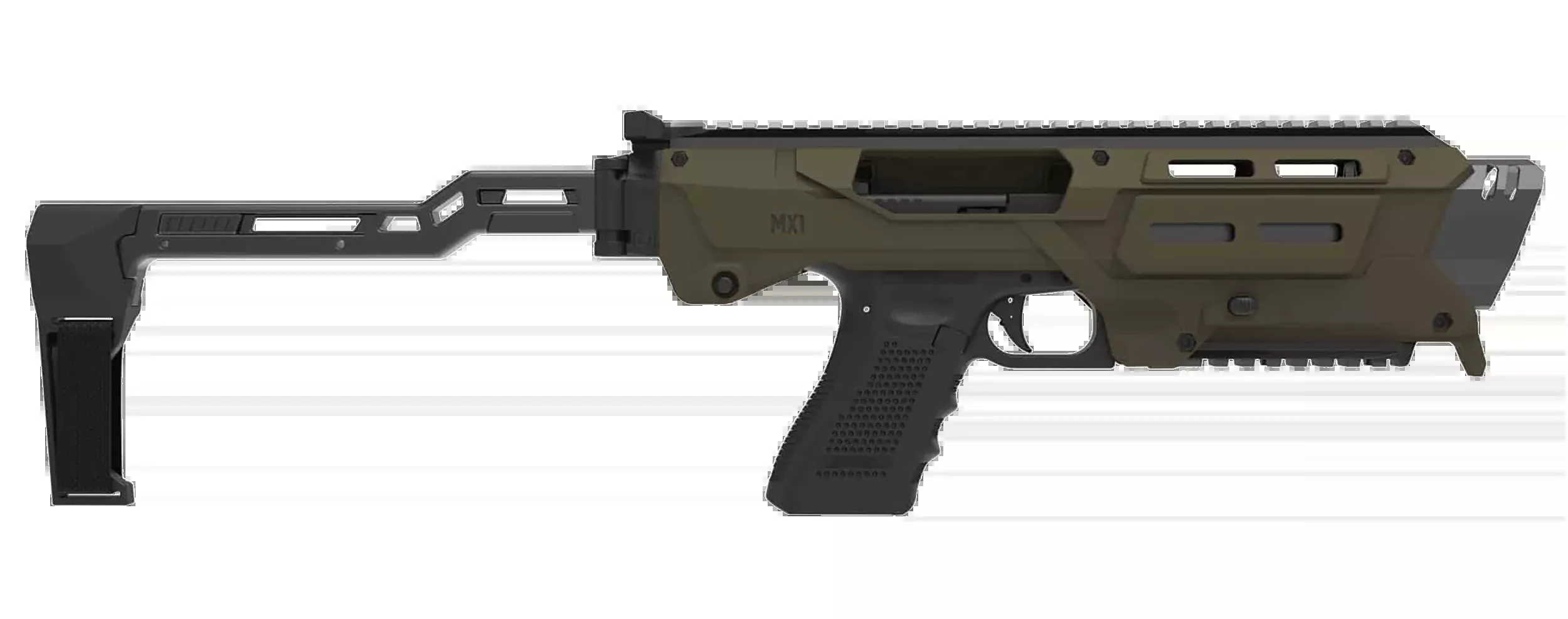 META TACTICAL LLC MX-1 Glock Conversion Kit Chassis w/ M-LOK & Picatinny Rails, Folding Stabilizer MX1-PS-GR