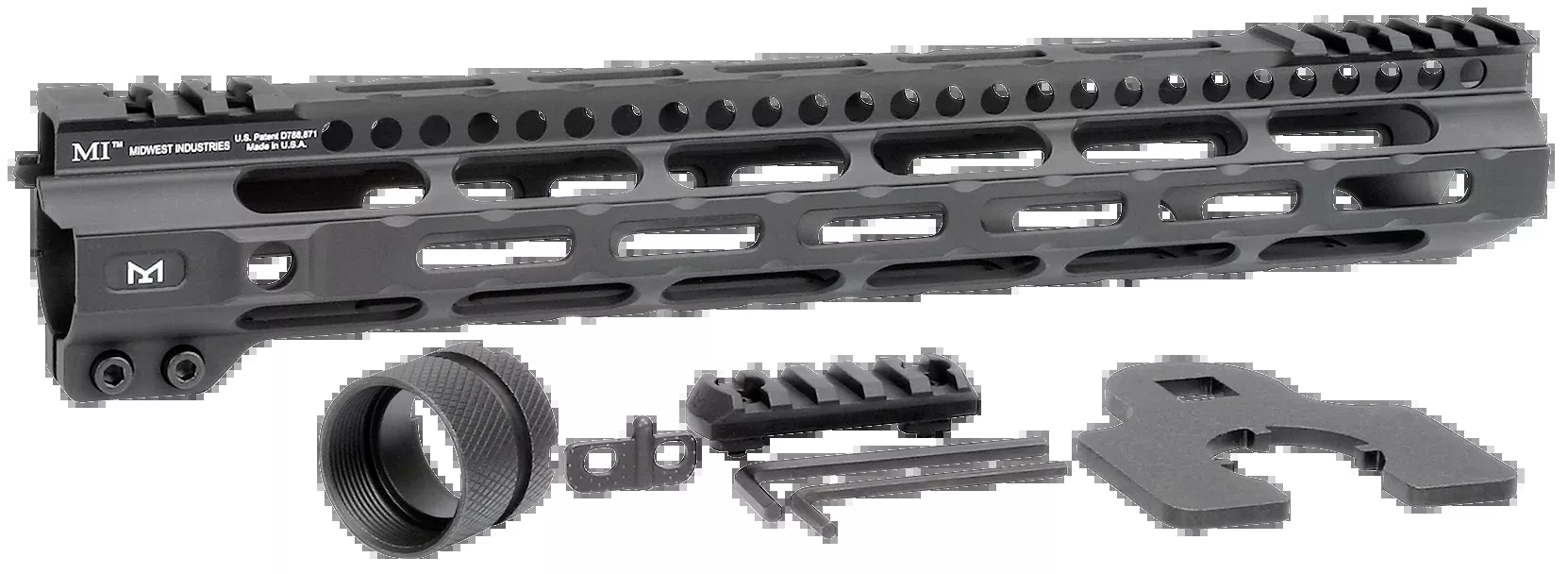 Midwest Industries Ultralight AR-15 12.625" M-LOK Free-Float Handguard - Black