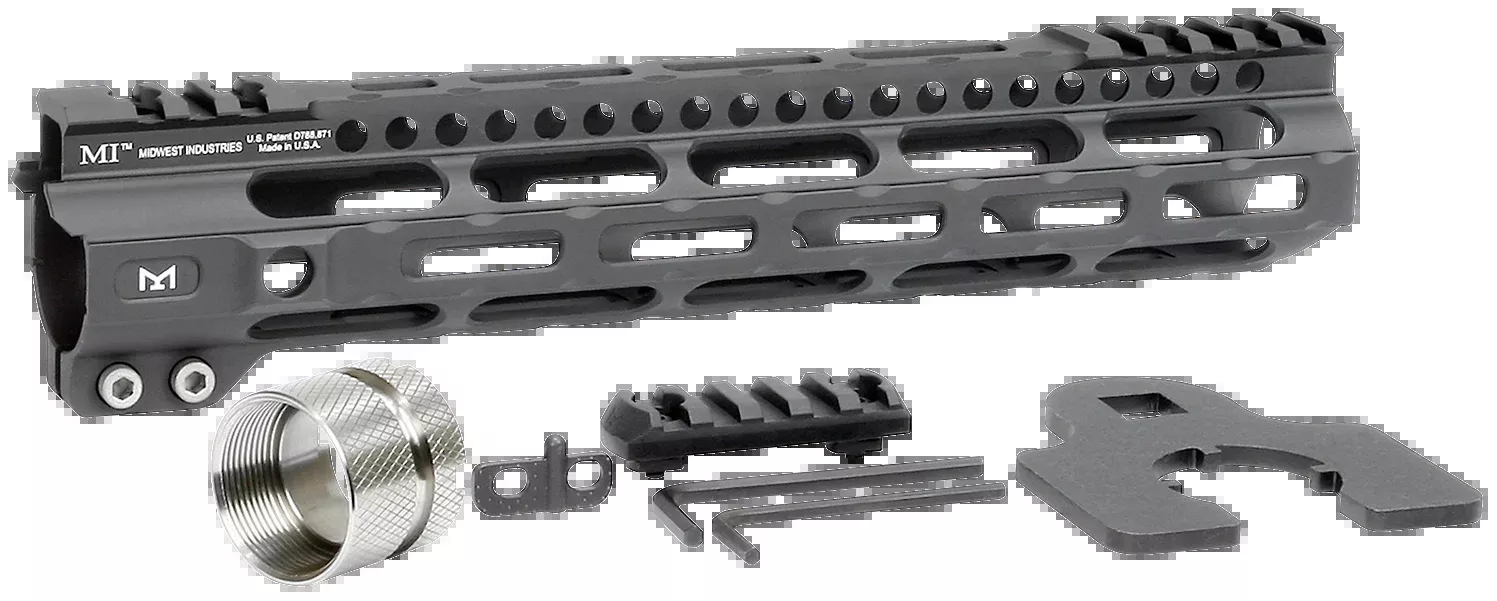 Midwest Industries Ultralight AR-15 Handguard 10.5in M-LOK/Picatinny Black Hardcoat MIULW105