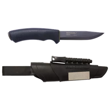 Morakniv Bushcraft BlackBlade Survival Knife with Fire Starter - Carbon Steel Blade, Black Rubber Handle, Black Sheath and Firestarter, 4.3" Blade and 9.1" Overall Length