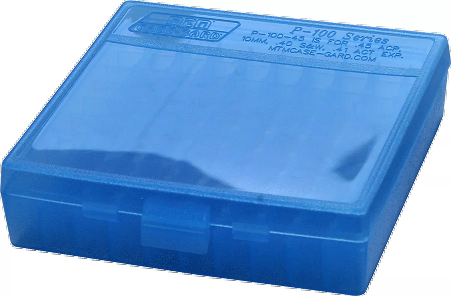 MTM Case-Gard P100924 P-100 9mm/.380 100rd Flip-Top Clear Blue Polypropylene