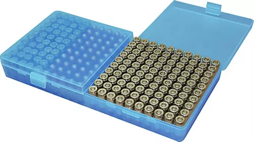 MTM P200-9-24 Ammo Box 200 Round Flip-Top 9mm 380 ACP, Clr Blue
