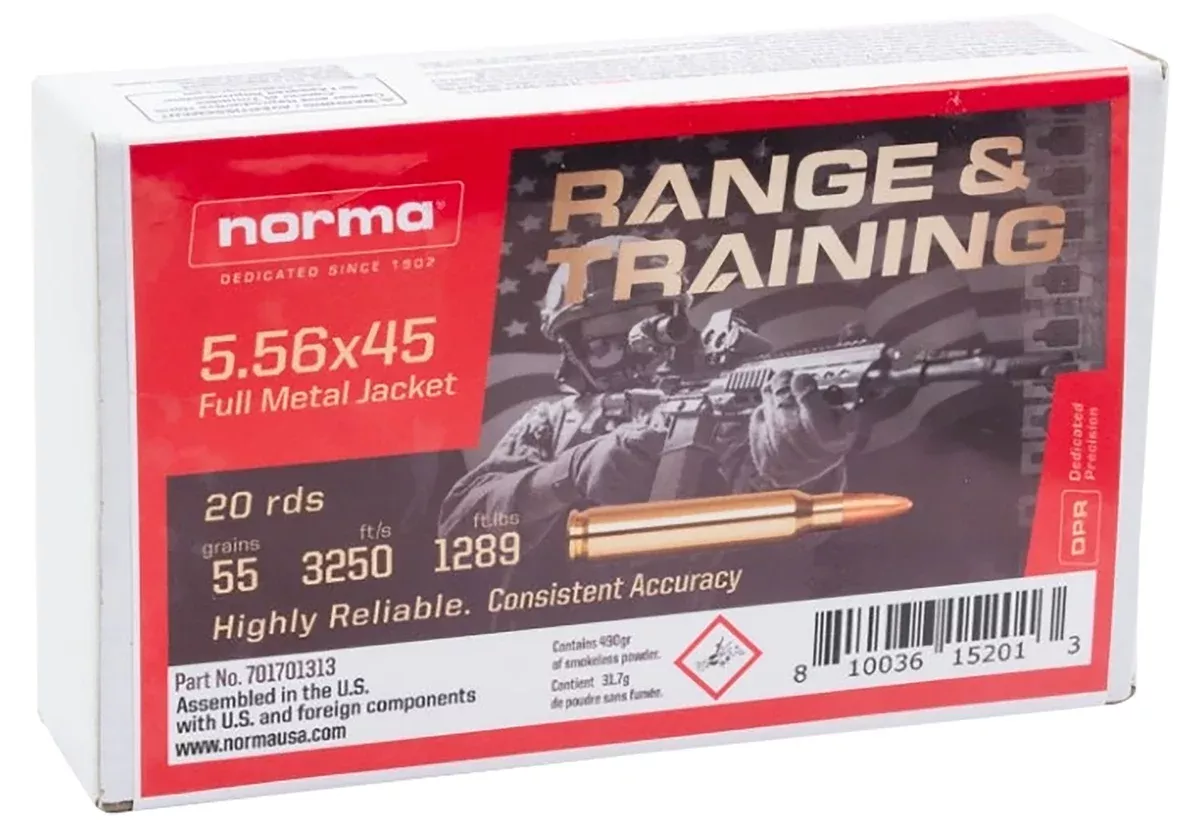 Norma Ammunition 701701313 Range & Training5.56x45mmNATO 55gr Full Metal Jacket 20 Per Box/10 Case