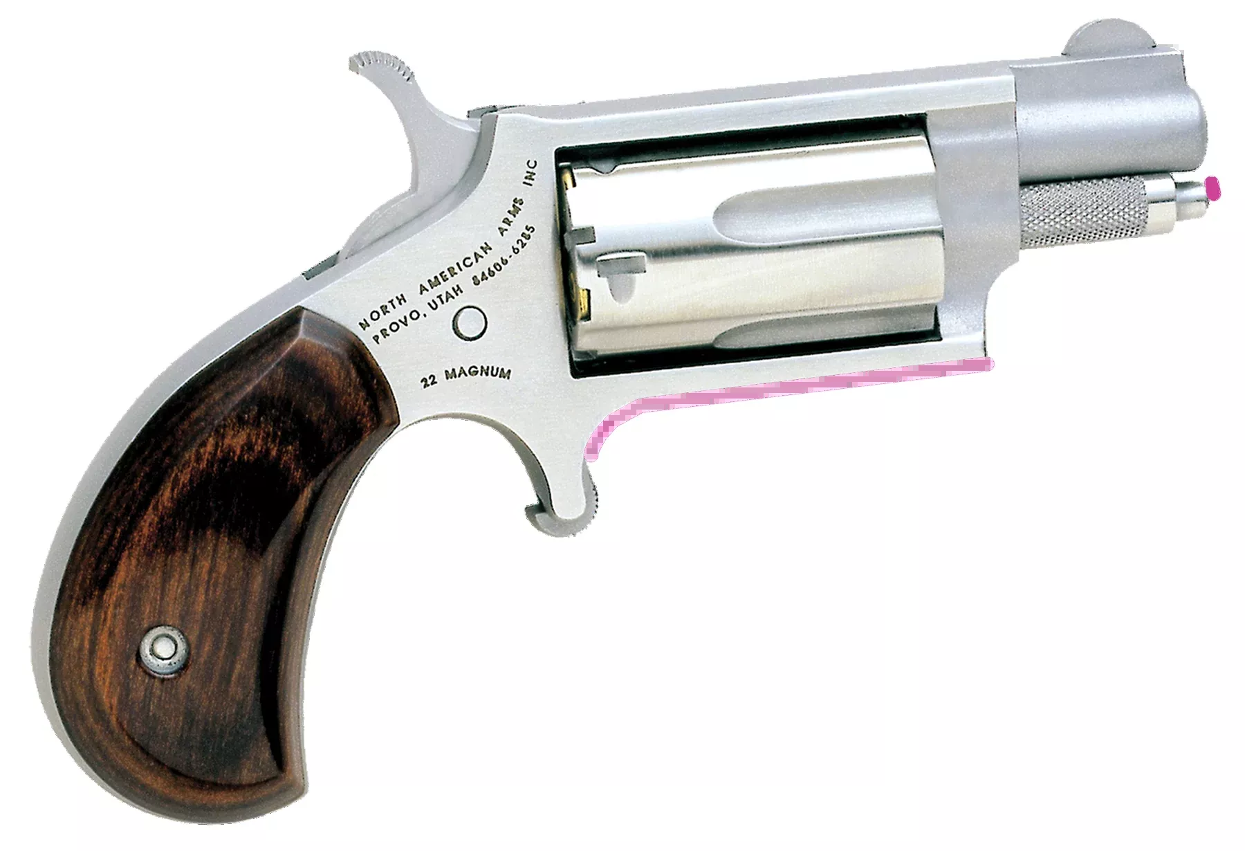 North American Arms 22MS Mini-Revolver 22 WMR 1.13" 5-Rd SAO Stainless Rosewood Birdshead - CA Compliant