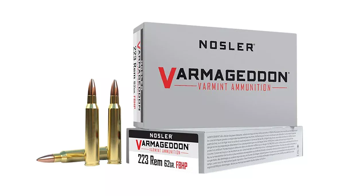 Nosler 40223 Varmageddon223Rem 62gr Flat Base Hollow Point 20 Per Box/20 Case