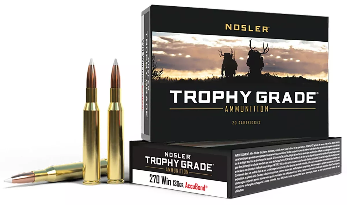 Nosler 60025 Trophy Grade270Win 130gr Nosler AccuBond 20 Per Box/10 Case