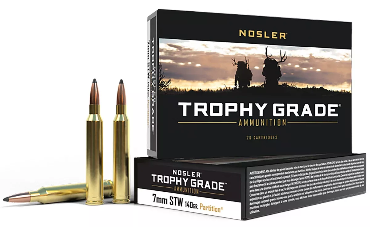 Nosler 60046 Trophy Grade7mmSTW 140gr Nosler Spitzer Partition 20 Per Box/10 Case