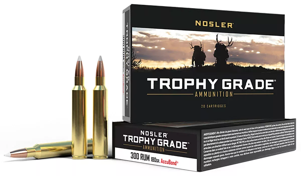 Nosler 60065 Trophy Grade300RUM 180gr Nosler AccuBond 20 Per Box/10 Case