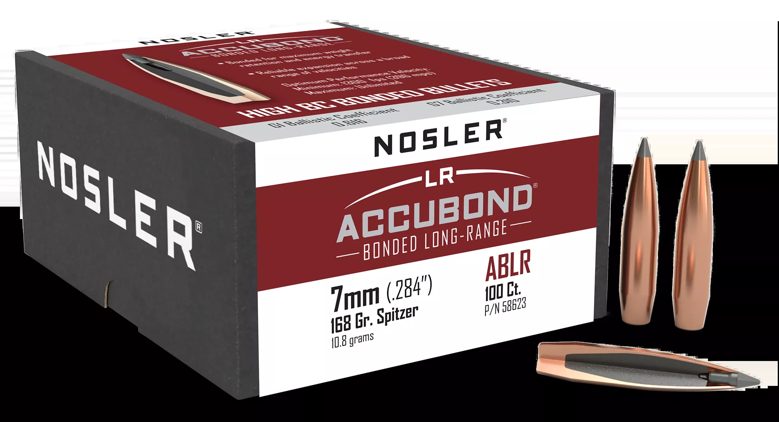 Nosler AccuBond Long Range 7mm 168gr Spitzer 100/Box