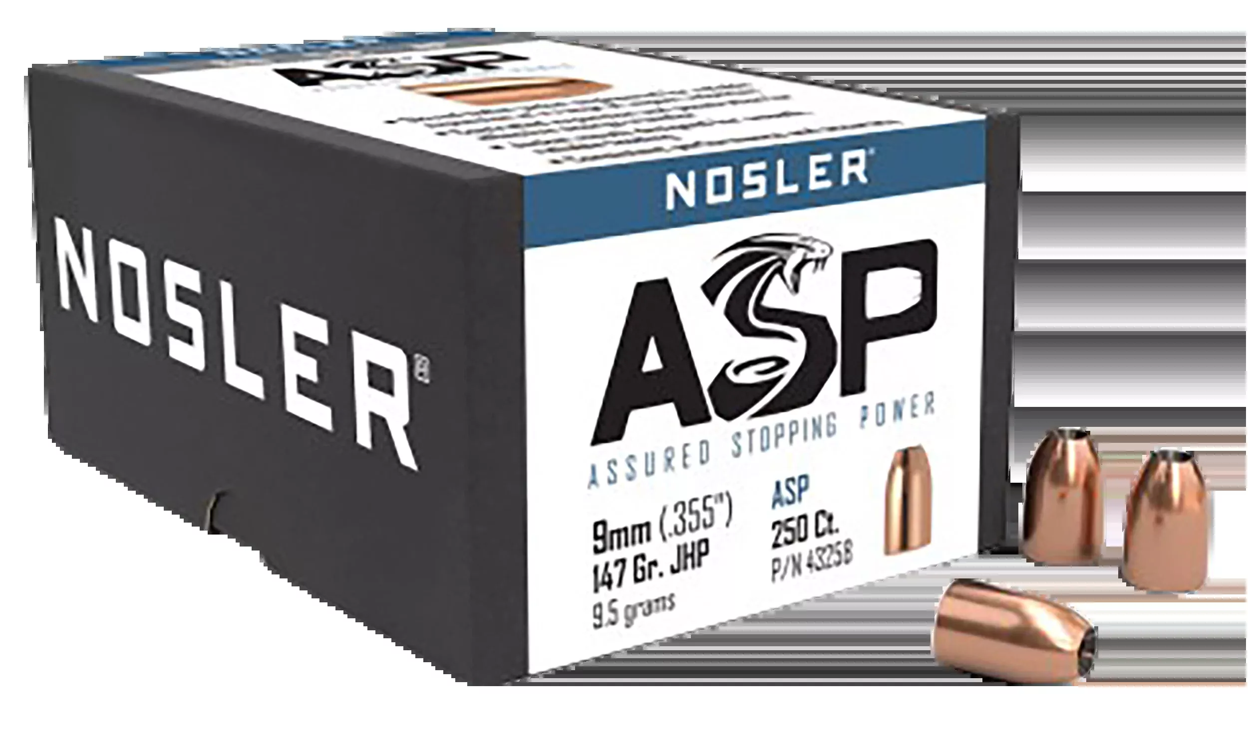 Nosler Assured Stopping Power 9mm 147gr Jacketed Hollow Point Reloading Bullets 250/Box 43258