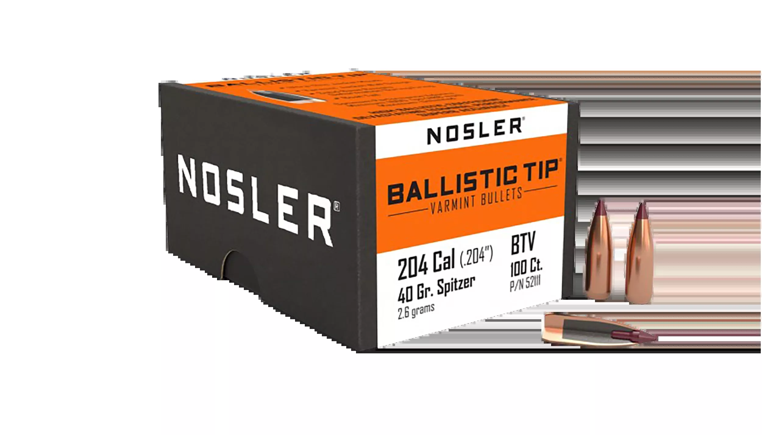 Nosler Ballistic Tip Varmint .204 Ruger 40gr Spitzer 100/Box