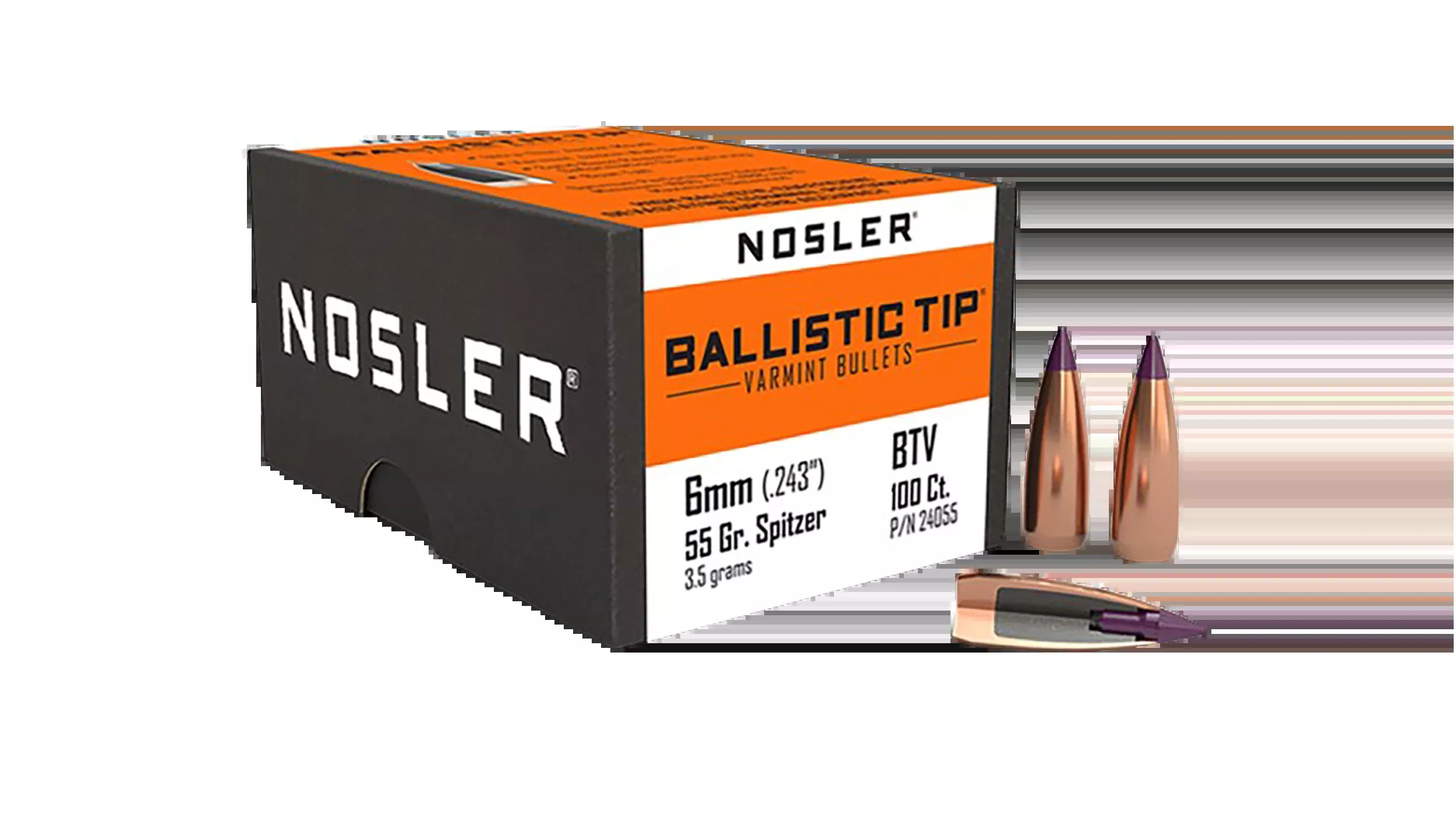 Nosler Ballistic Tip Varmint 6mm 55gr Spitzer 100/Box