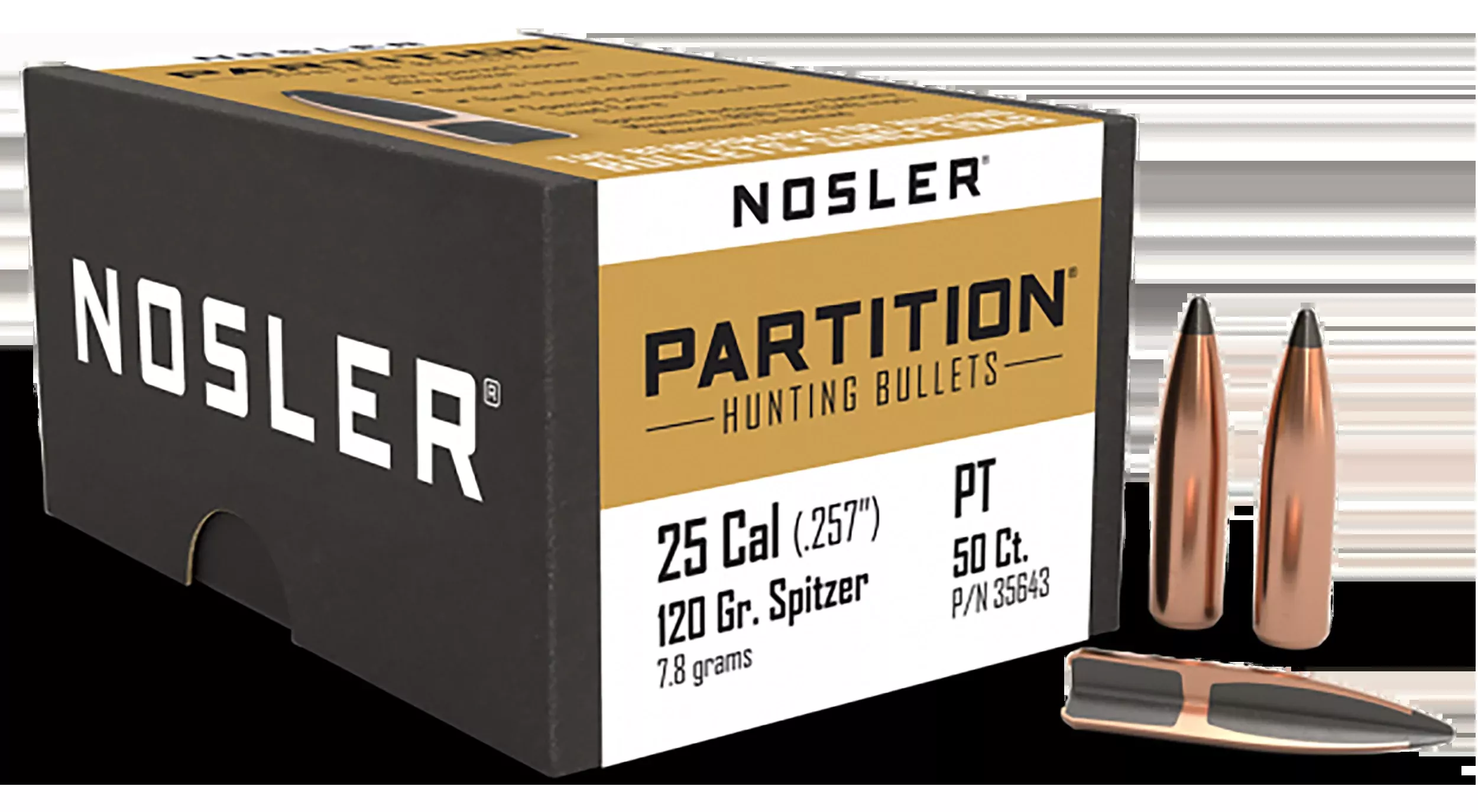Nosler Partition 25 Caliber 120gr Spitzer 50/Box