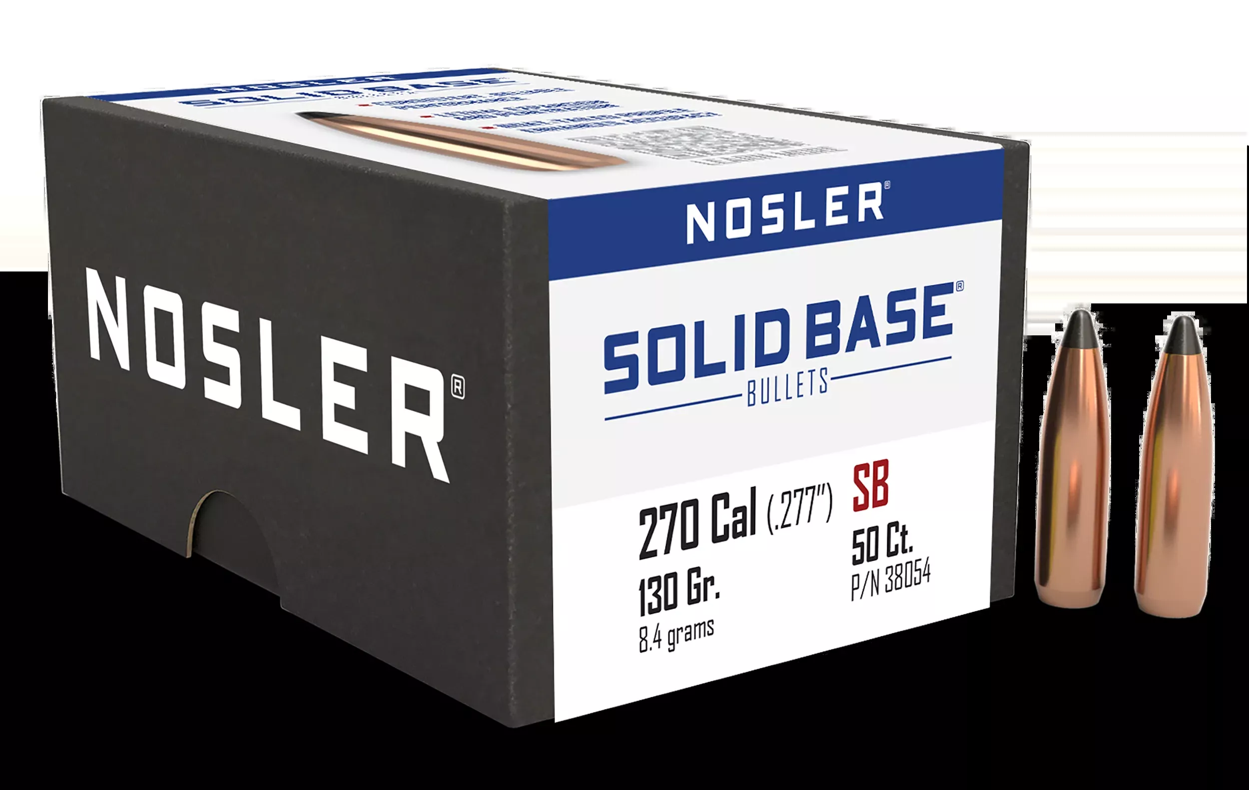 Nosler Solid Base .270 Cal 130 Grain Soft Point Rifle Bullets, 50 Count 38054