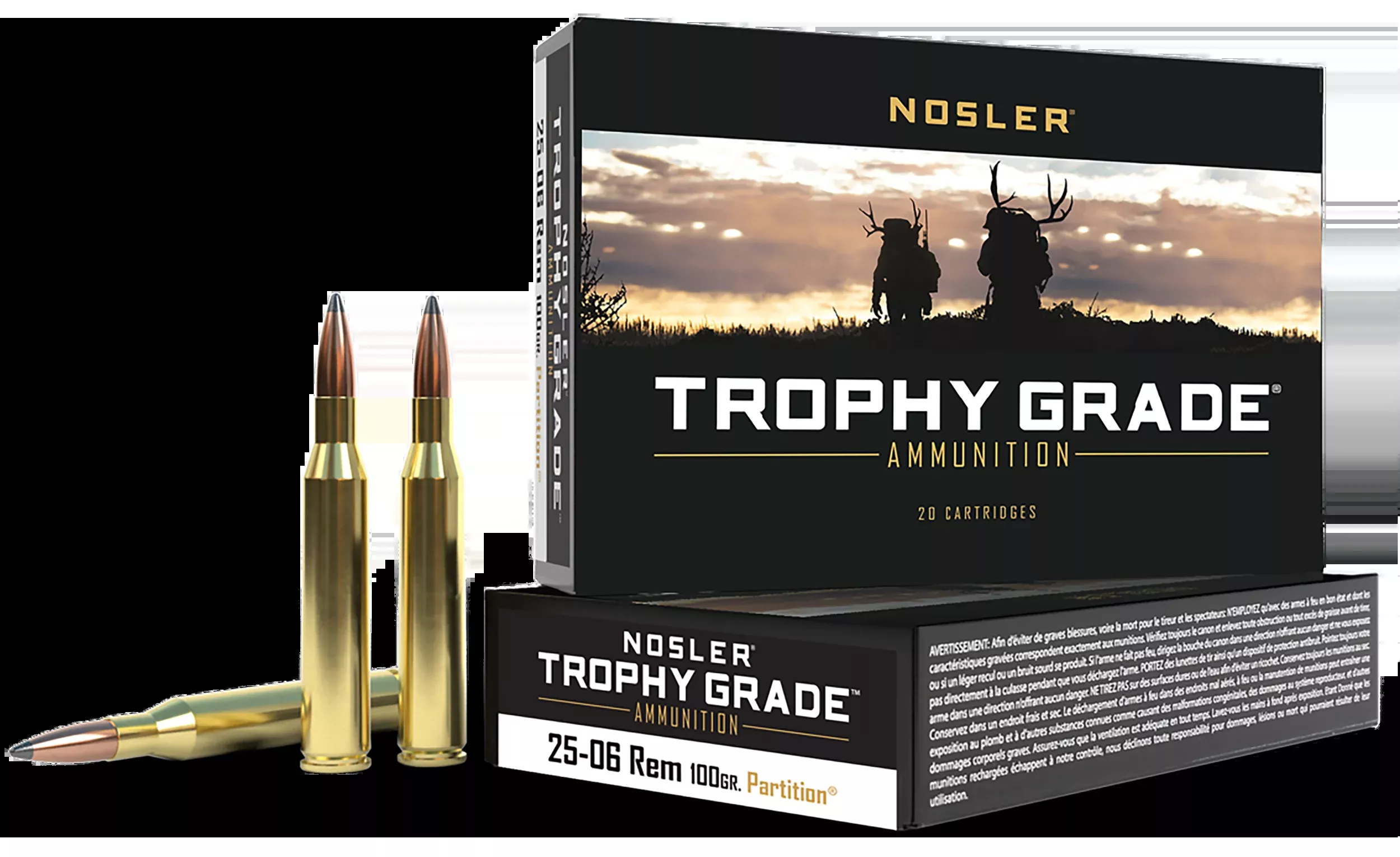 Nosler Trophy Grade 25-06 Rem 100gr Spitzer Partition 20-Rd Box - Box or Case