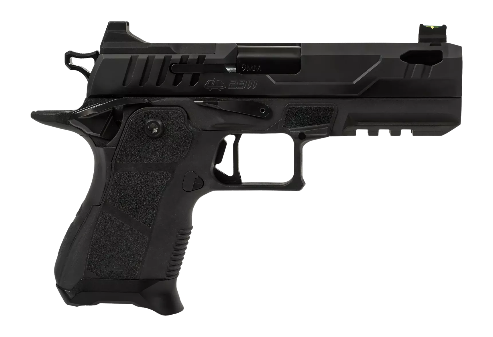 Oa Defense2311 Pro Compact Frame 9mm Luger 15+1 4.25" DLC Black Steel Optic Ready/Serrated Slide, Black Aluminum Frame w/Picatinny Rail, Black Polymer Grip, Ambidextrous