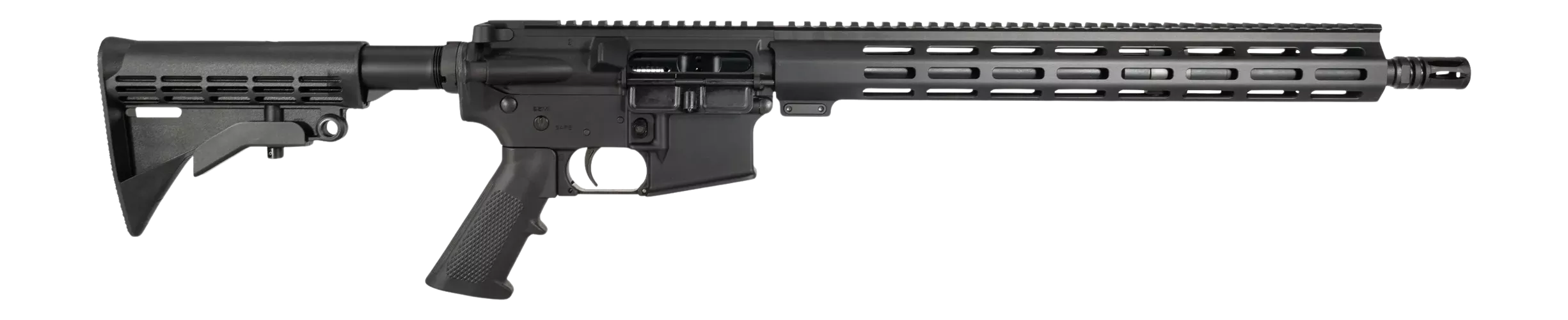 One Horse LLCOH-15 Carbine Length 5.56 NATO 30+1 16" Black Threaded Barrel, Black Receiver w/Picatinny Rail, M-LOK Handguard, One Horse M4 6 Position Black Polymer Stock, Black A2 Grip, A2 Flash Hid