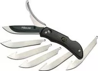 Outdoor Edge Razor- Pro Folding Hunter 3.5 " Replaceable Blade With Gutting Blade, Black Tpr Handles, Black Nylon Sheath - Ro- 10