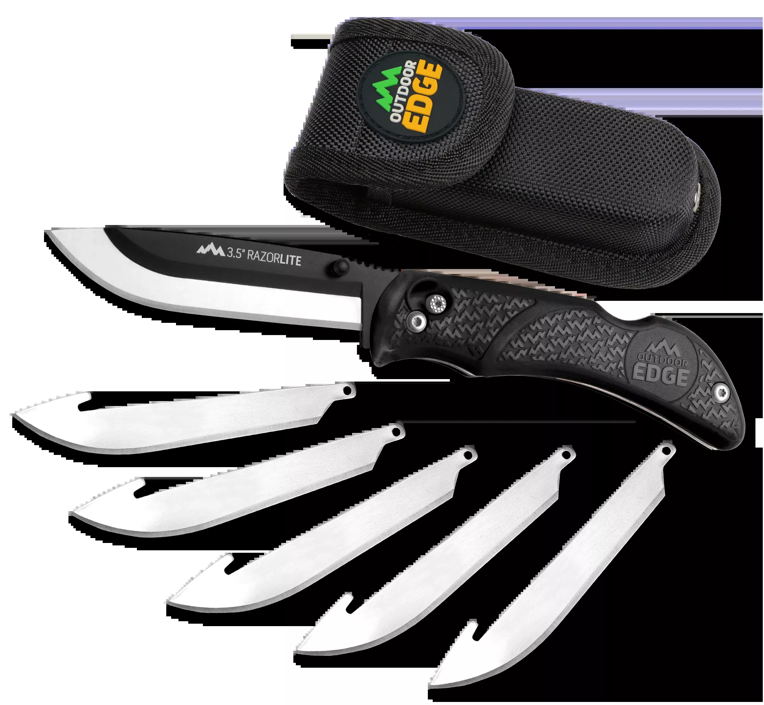 Outdoor Edge RazorLite 3.50" Folding Drop Point Plain 420J2 SS Black TPR Handle
