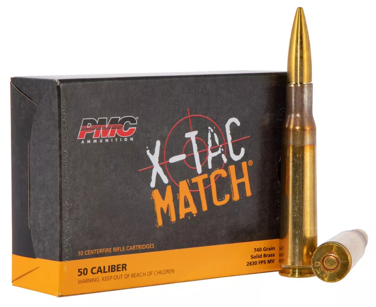 PMC 50XM X-Tac Match50BMG 740gr Solid Brass 10 Per Box/20 Case