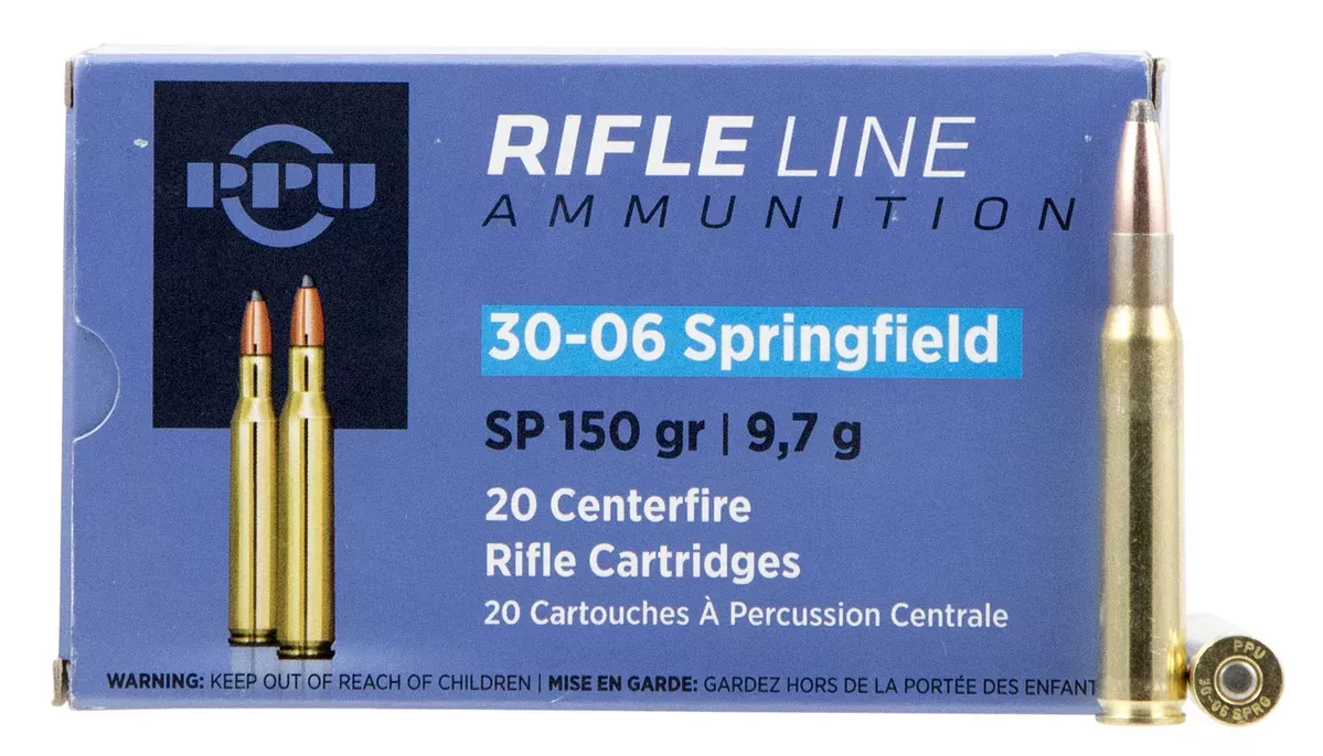 PPU PP30061 Standard Rifle30-06Springfield 150gr Soft Point 20 Per Box/10 Case