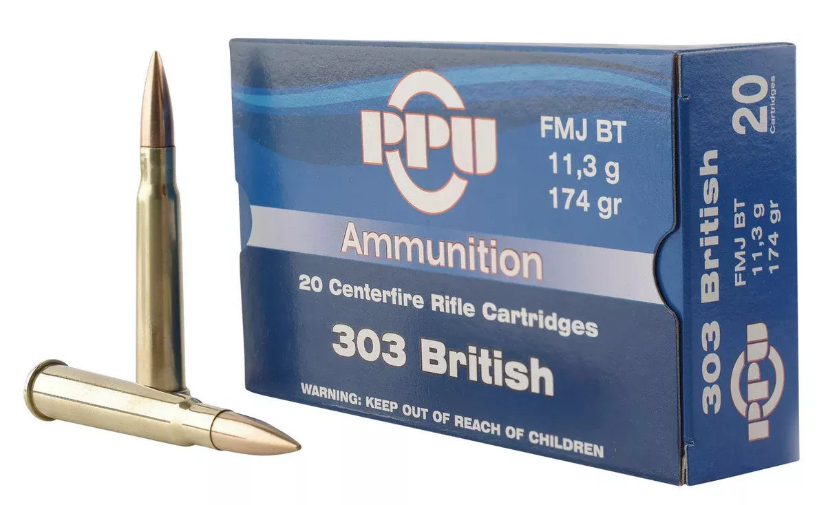 PPU PP303F Standard Rifle303British 174gr Full Metal Jacket Boat Tail 20 Per Box/10 Case