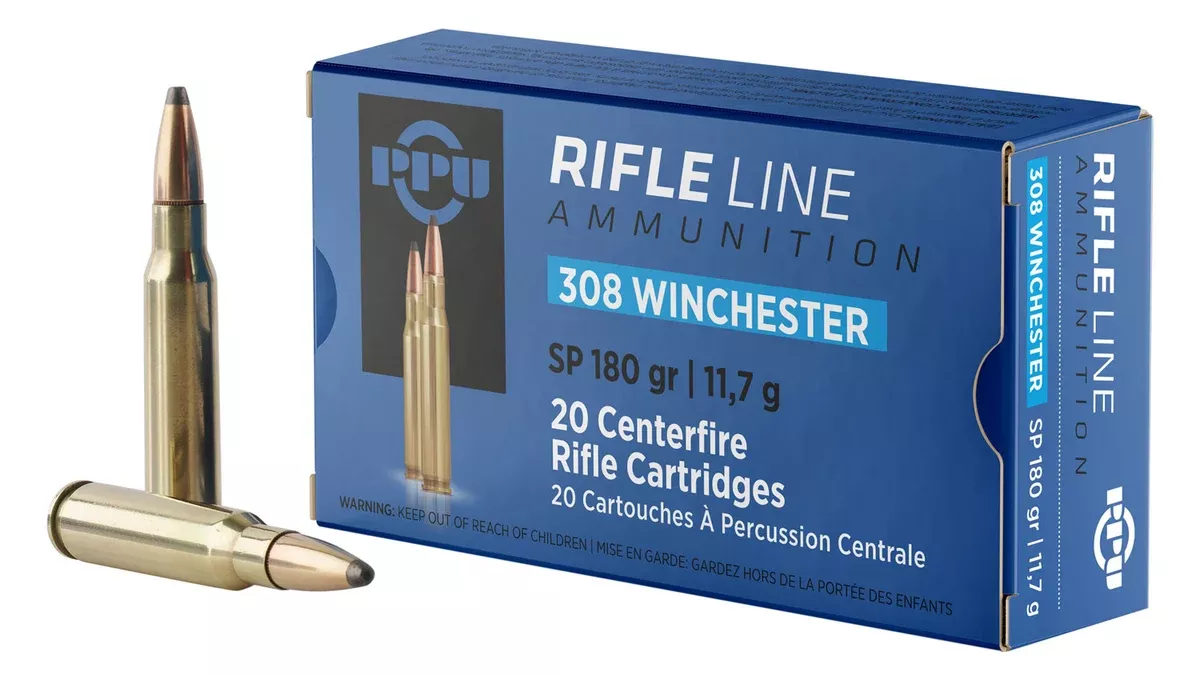 PPU PP3083 Standard Rifle308Win 180gr Soft Point 20 Per Box/10 Case