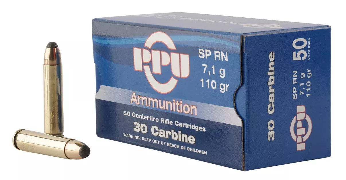 PPU PP30S Standard Rifle30Carbine 110gr Soft Point Round Nose 50 Per Box/10 Case